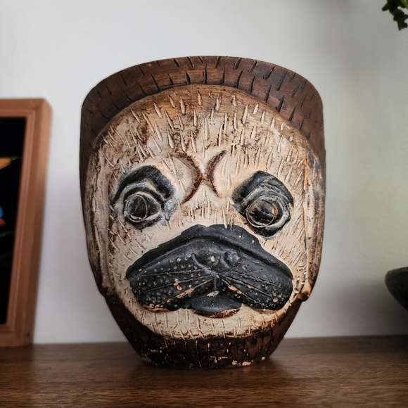 Handmade Terra-cotta Pug Breed Dog Portrait Face Ceramic Planter - Picture 4 of 5